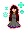 a pixel art portrait of eevie floating amongst magic sigils