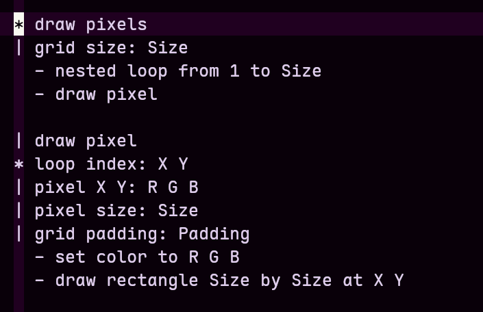 the textual representation of two pyra rules