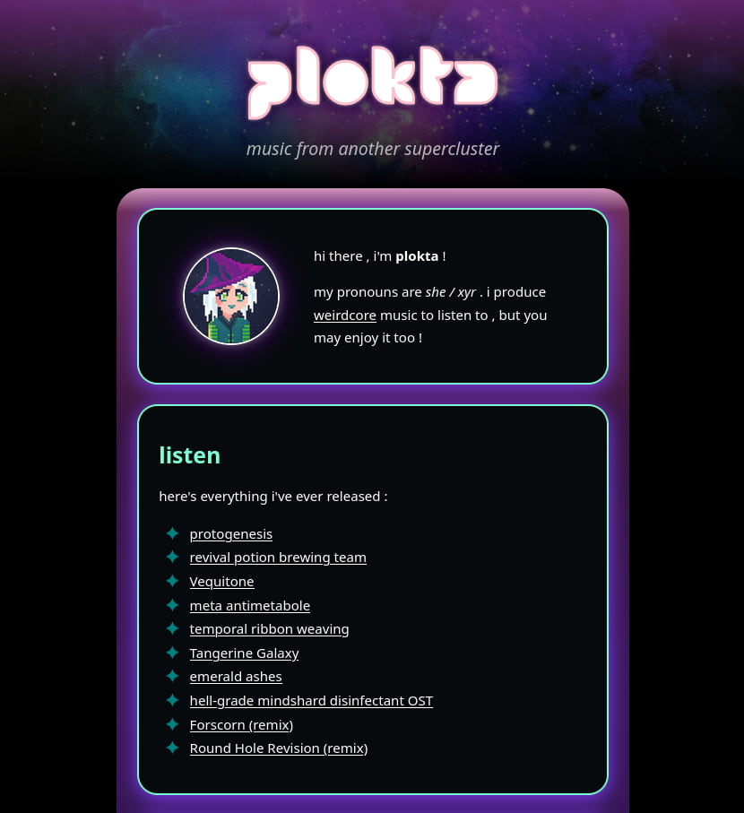 my music website after the redesign